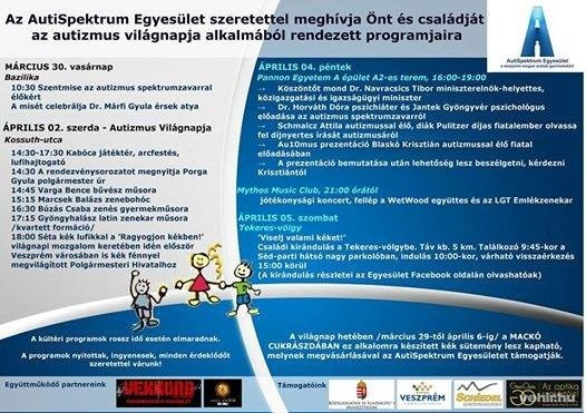 Az autizmus világnapjának hetére több programmal is készült az egyesület (Részletek: Facebook)