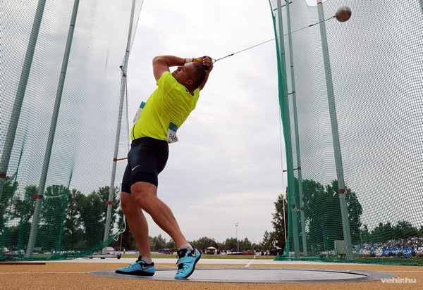 Pars Krisztián a Gyulai István Memorial - Atlétikai Magyar Nagydíj kalapácsvetés versenyszámában Székesfehérváron 2014. július 8-án. MTI Fotó: Illyés Tibor