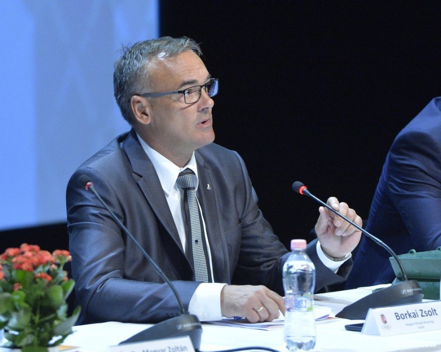 Borkai Zsolt, a Magyar Olimpiai Bizottság (MOB) elnöke a riói nyári olimpián résztvevő küldöttségről döntő MOB-közgyűlésen a Művészetek Palotájában 2016. július 7-én. MTI Fotó: Máthé Zoltán