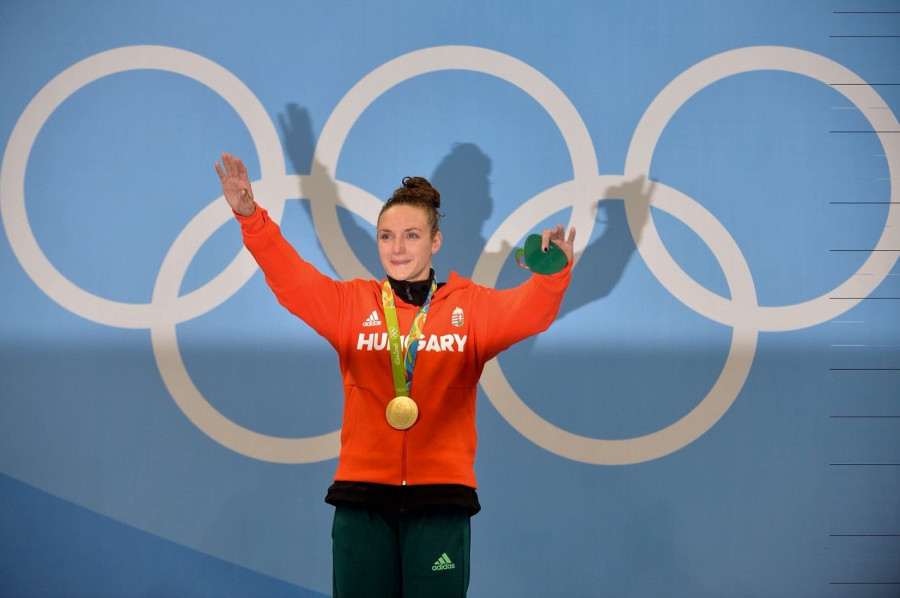 Hosszú Katinka a riói dobogón (Fotó: MOB/Szalmás Péter)