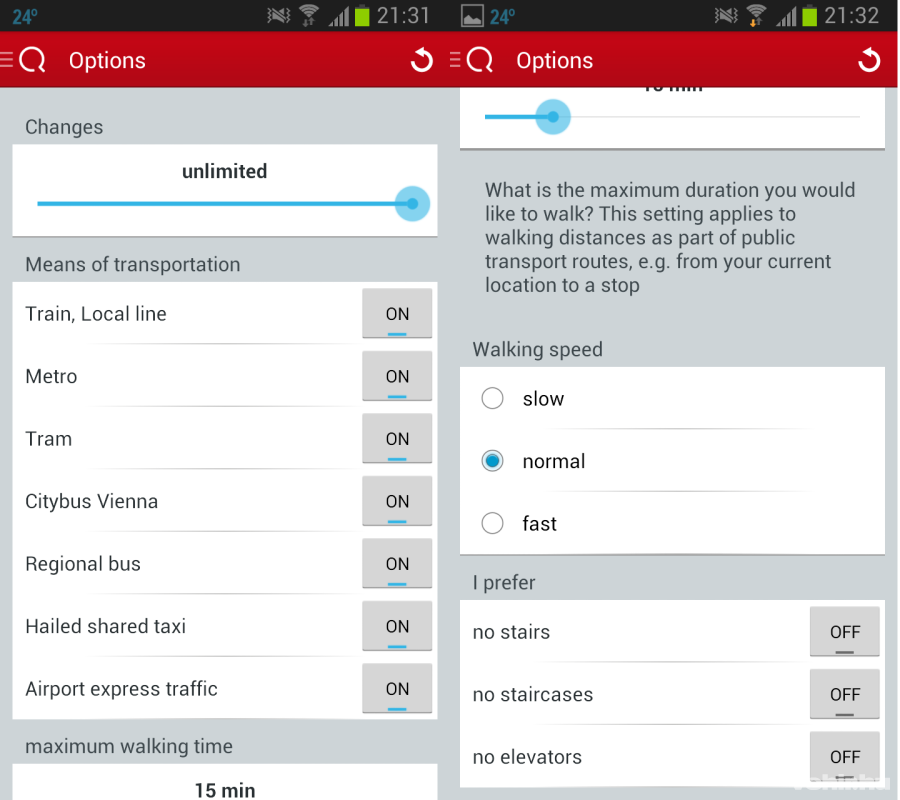 A bécsi appban akár azt is kiválaszthatjuk, akarunk-e lépcsőzni