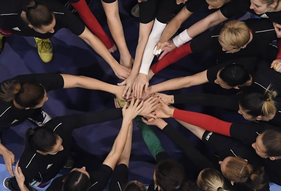 A magyar kézilabda-válogatott a Spanyolország elleni mérkőzés előtti napon tartott edzésen a franciaországi női kézilabda Európa-bajnokságon a montbéliard-i Axone Arenában 2018. december 4-én. MTI/Kovács Tamás