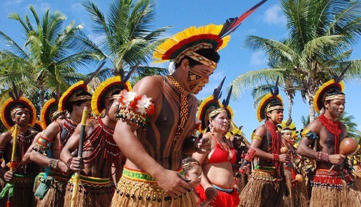 A kaingang indiánok rituális szertartásuk közben