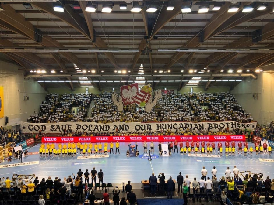 A Kielce szurkolóinak molinója a hétvégi BL meccsen. (Fotó: Veszprémi Szurkolói Egyesület Facebook-oldala)