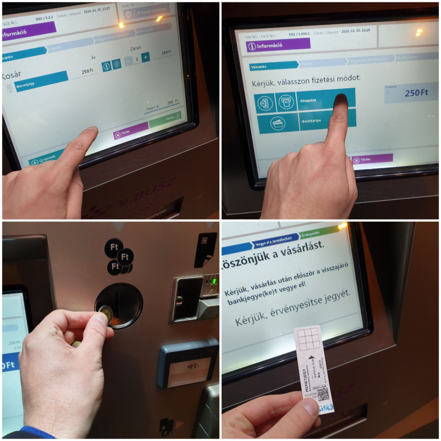 A Haszkovó-fordulóban található jegyautomata működés közben