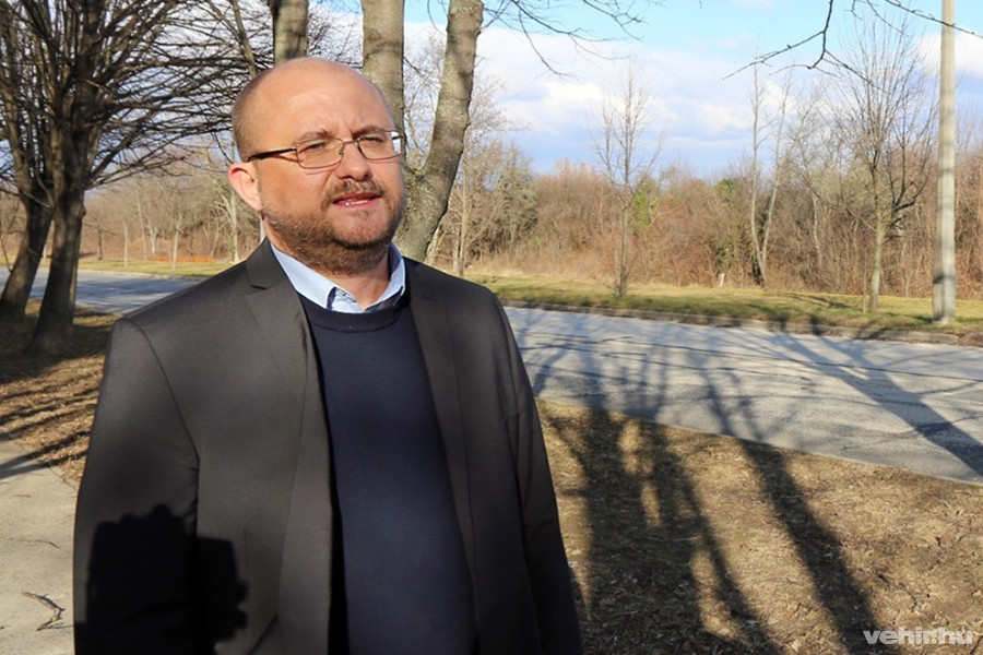 Gerstmár Ferenc, háttérben a tervezett kutyafuttató helyszíne