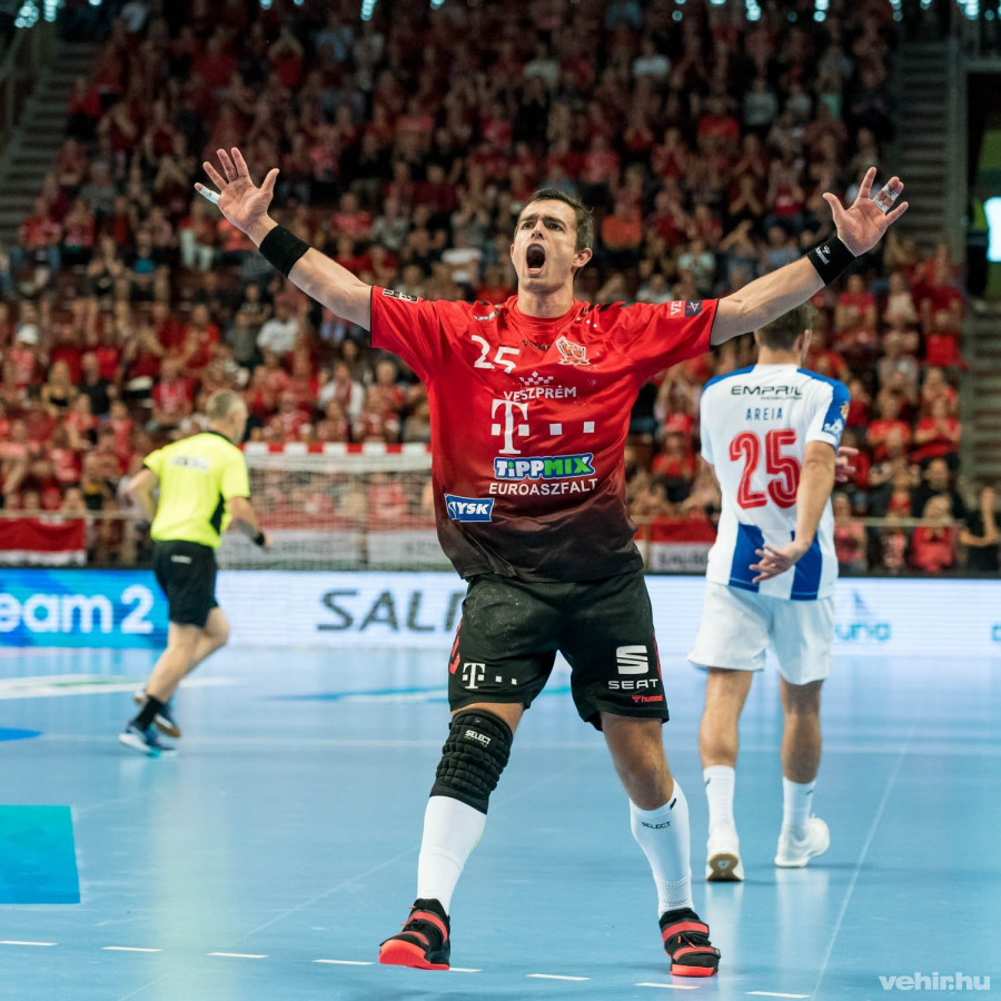 Rasmus Lauge öröme a Porto elleni győztes BL-találkozón - Veszprém Aréna, 2019.10.13.
