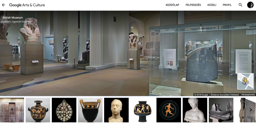 Belső kép a British múzeum-ban, a képen látható a Rosetta kő