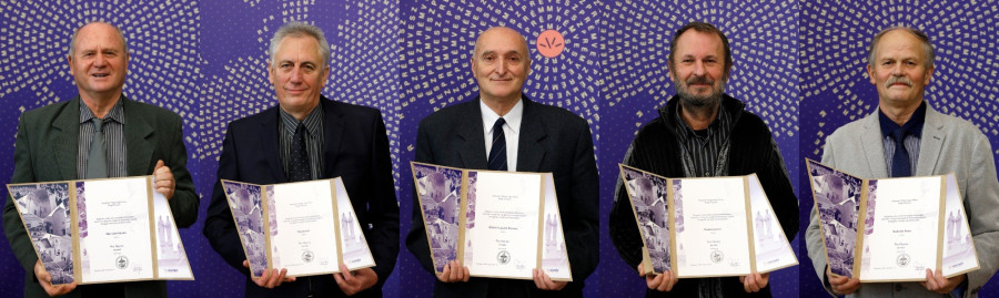 A díjazottak (balról jobbra): Horváth István, Víg József, Kővári László Ferenc, Puskás János,  Kukoda Imre