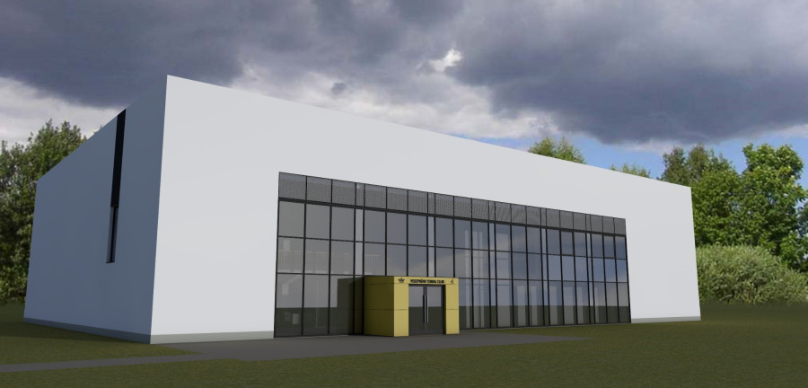 A tornacsarnok látványterve.