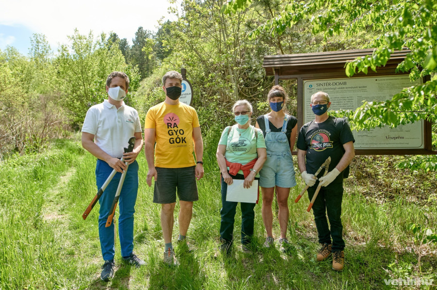 A résztvevők képviselői (balról jobbra): Temesvári Balázs (VKSZ Zrt.), Piller Sándor (Ragyogók), Nagyné Kozma Ildikó (Honismereti Egyesület), Szalai Marietta (EKF, fenntarthatósági projektmenedzser), Bontó László (Honismereti Egyesület)