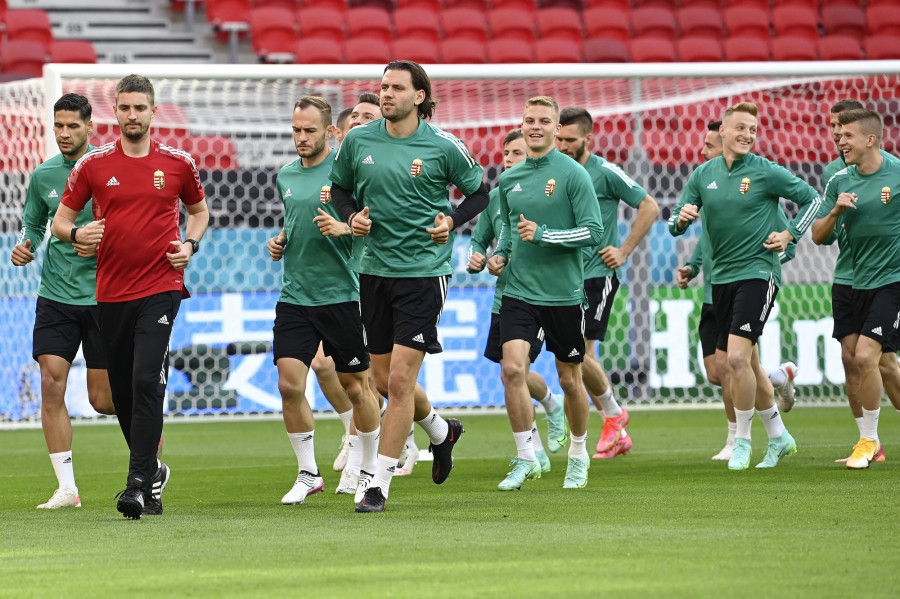 A magyar labdarúgó-válogatott edzése a Puskás Arénában 2021. június 14-én - Fotó: MTI/Kovács Tamás