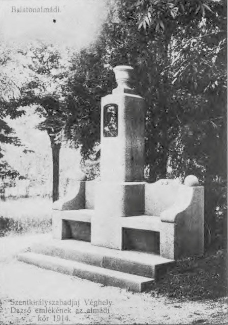 Véghely Dezső emlékpad Balatonalmádiban 1914-ben
