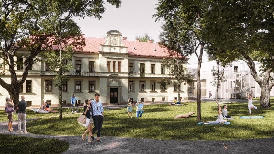 Az épület látványterve utcafronti oldalról