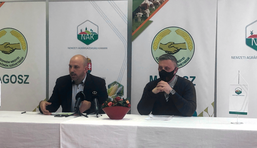 Sövényházi Balázs és Győrffy Balázs a 2021. december 3-án tartott sajtótájékoztatón Veszprémben.