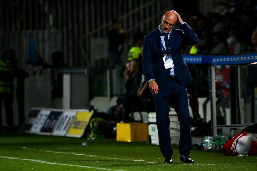 Marco Rossi, a magyar válogatott szövetségi kapitánya a labdarúgó Nemzetek Ligája 2. fordulójában játszott Olaszország - Magyarország mérkőzésen az olaszországi Cesenában, a Dino Manuzzi Stadionban 2022. június 7-én. A magyar válogatott 2-1-re kikapott az Európa-bajnok olasz csapat vendégeként. MTI/Illyés Tibor