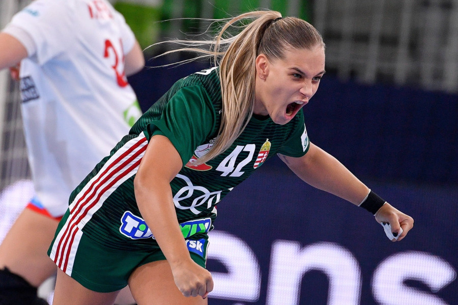 Klujber Katrin a női kézilabda Európa-bajnokság Magyarország - Dánia mérkőzésén a ljubljanai Stozice Arénában 2022. november 10-én. MTI/Czeglédi Zsolt