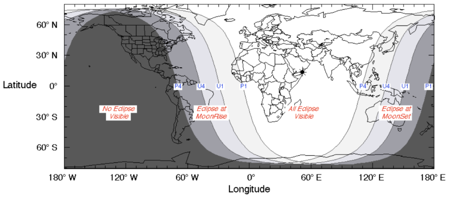 A fogyatkozás megfigyelhetősége (NASA)