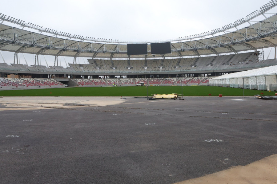 A jövő évi atlétikai világbajnokságnak otthont adó, épülő Nemzeti Atlétikai Központ a főváros IX. kerületében 2022. november 22-én. MTI/Kovács Anikó 