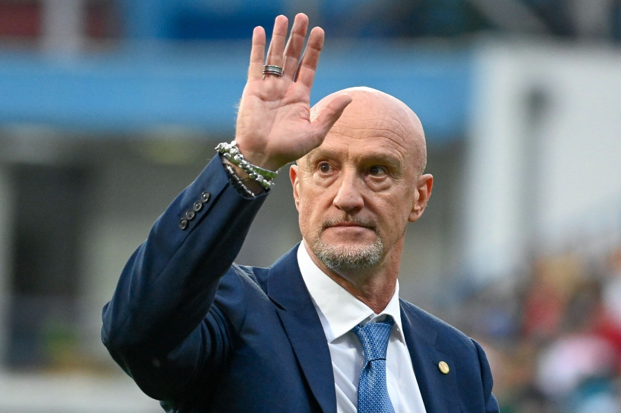 Marco Rossi, a magyar labdarúgó-válogatott szövetségi kapitánya (k) a Montenegró - Magyarország Európa-bajnoki selejtező mérkőzés után a Podgorica Városi Stadionban 2023. június 17-én. Montenegró-Magyarország 0-0. MTI/Koszticsák Szilárd