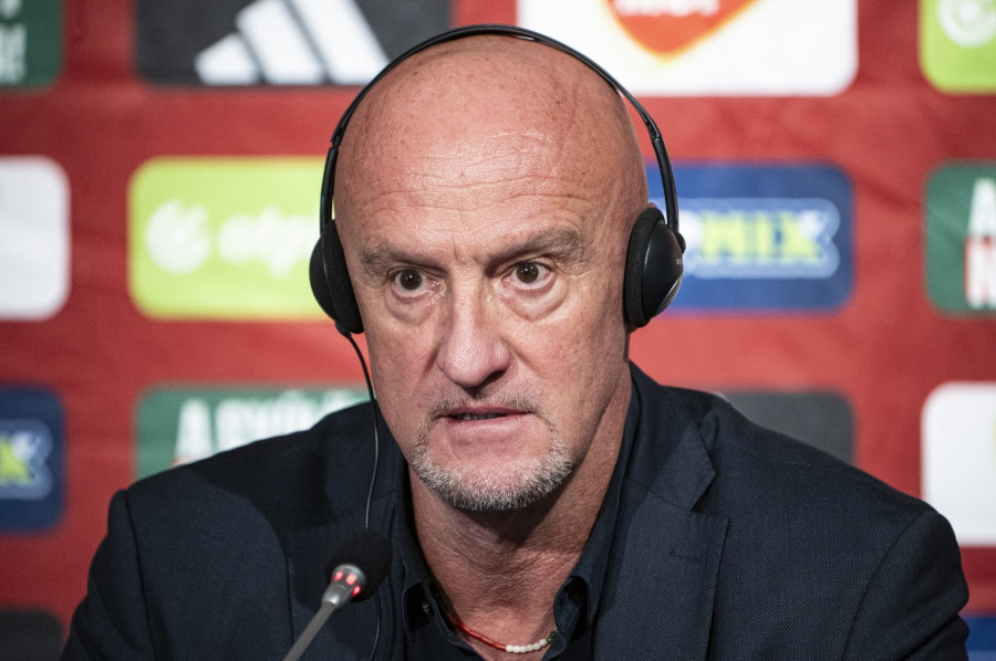 Marco Rossi, a magyar labdarúgó-válogatott szövetségi kapitánya sajtótájékoztatón ismerteti a keretet Telkiben 2023. október 3-án, amellyel megkezdi majd a felkészülést a soron következő két Európa-bajnoki selejtezőre. MTI/Szigetváry Zsolt