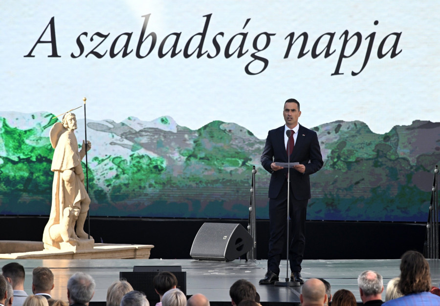 Ovádi Péter fideszes országgyűlési képviselő az 1956-os forradalom és szabadságharc 67. évfordulóján tartott veszprémi ünnepi megemlékezésen 2023. október 23-án. MTI/Koszticsák Szilárd