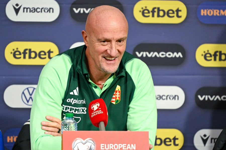 Marco Rossi, a magyar labdarúgó-válogatott szövetségi kapitánya a szófiai Vaszil Levszki Nemzeti Stadionban tartott sajtótájékoztatón 2023. november 15-én. Az Európa-bajnoki selejtezősorozatban a magyar nemzeti csapat november 16-án Bulgária vendége lesz. MTI/Illyés Tibor