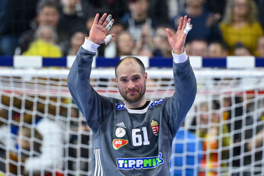 Bartucz László kapus a férfi kézilabda olimpiai kvalifikációs Európa-bajnokság középdöntőjének második fordulójában, a Magyarország - Horvátország mérkőzés után a kölni Lanxess Arénában 2024. január 20-án. A magyar válogatott 29-26-ra győzött. MTI/Czeglédi Zsolt