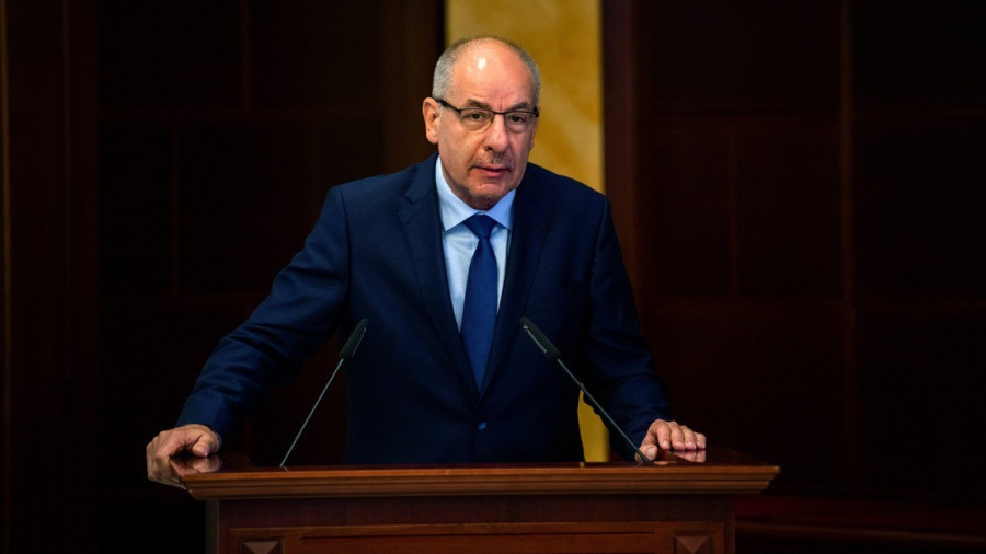 Sulyok Tamás, az Alkotmánybíróság elnöke a Magyar Jogász Egylet „Értékek és intézmények a tízéves alaptörvényben” című konferenciáján a Kúria dísztermében 2021. június 25-én. Fotó: Balogh Zoltán / MTI