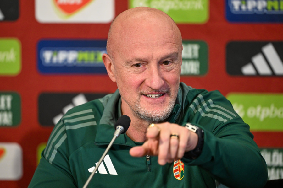 Marco Rossi szövetségi kapitány a magyar labdarúgó-válogatott sajtótájékoztatóján a másnapi, Koszovó elleni felkészülési mérkőzés előtt a telki edzőközpontban 2024. március 25-én. MTI/Illyés Tibor 