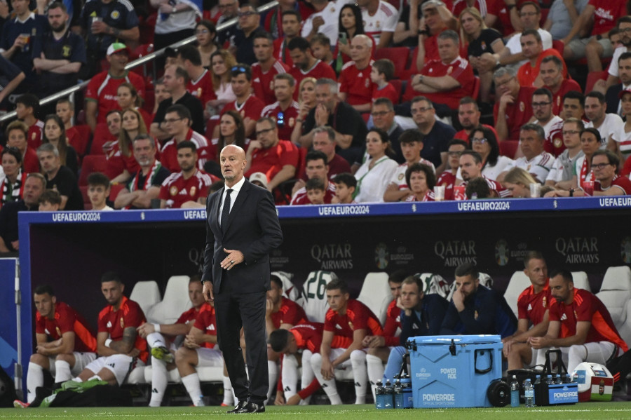 Marco Rossi, a magyar válogatott szövetségi kapitánya a labdarúgó Európa-bajnokság A csoportjának harmadik, utolsó fordulójában játszott Skócia - Magyarország mérkőzésen a stuttgarti MHP Arénában 2024. június 23-án. MTI/Illyés Tibor 