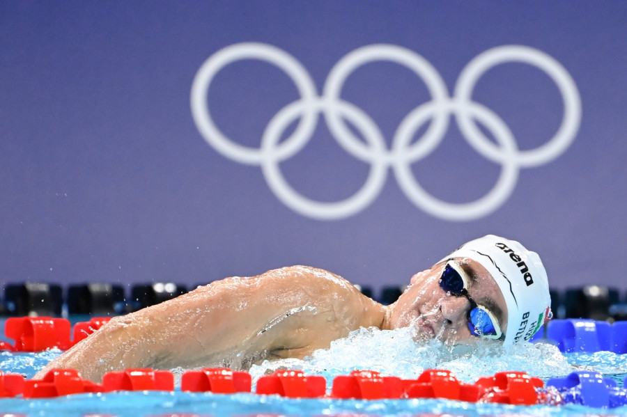 A későbbi negyedik helyezett Betlehem Dávid a férfi 1500 méteres gyorsúszás döntőjében a 2024-es párizsi nyári olimpián a Párizs melletti Nanterre-ben lévő Paris La Défense Arénában 2024. augusztus 4-én. MTI/Kovács Tamás