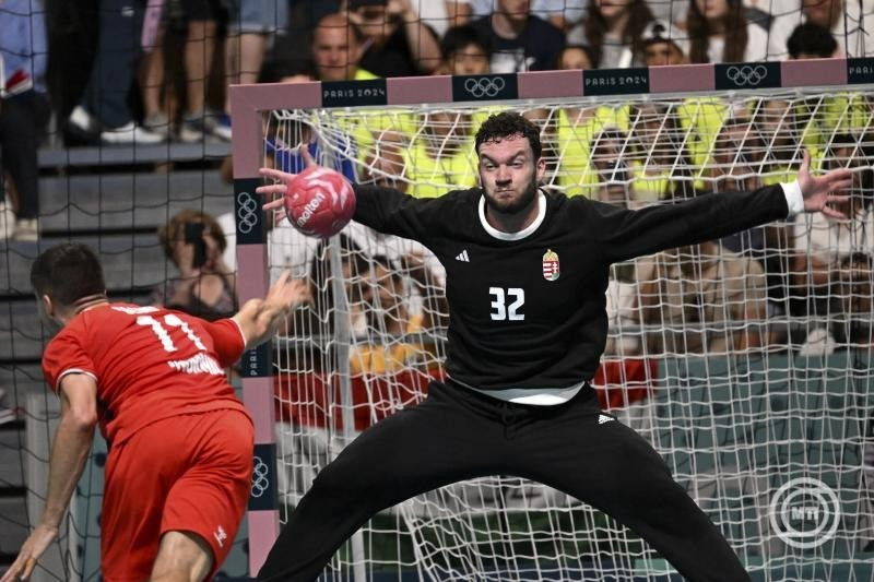 Palasics Kristóf kapus a 2024-es párizsi nyári olimpia férfi kézilabdatornájának B csoportjában játszott Norvégia - Magyarország mérkőzésen a Dél-párizsi Arénában 2024. július 31-én. MTI/Illyés Tibor