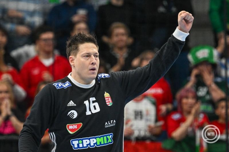 Mikler Roland kapus a Magyarország - Szerbia férfi kézilabda világbajnoki felkészülési mérkőzésen a szegedi Pick Arénában 2025. január 10-én. MTI/Illyés Tibor