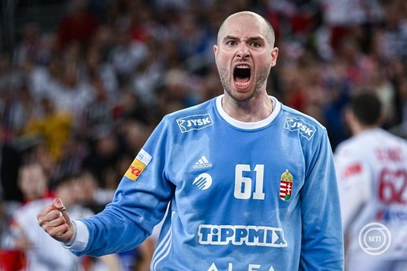Bartucz László kapus a férfi kézilabda-világbajnokság negyeddöntőjében, a Horvátország - Magyarország mérkőzésen Zágrábban, a Zágráb Arénában 2025. január 28-án. MTI/Illyés Tibor