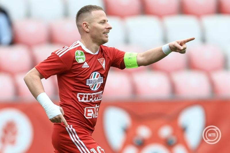 Dzsudzsák Balázs, a debreceni csapat játékosának gólöröme a labdarúgó OTP Bank Liga 25. fordulójában játszott Debreceni VSC - Zalaegerszegi TE FC mérkőzésen a debreceni Nagyerdei Stadionban 2024. március 17-én. MTI/Derencsényi István