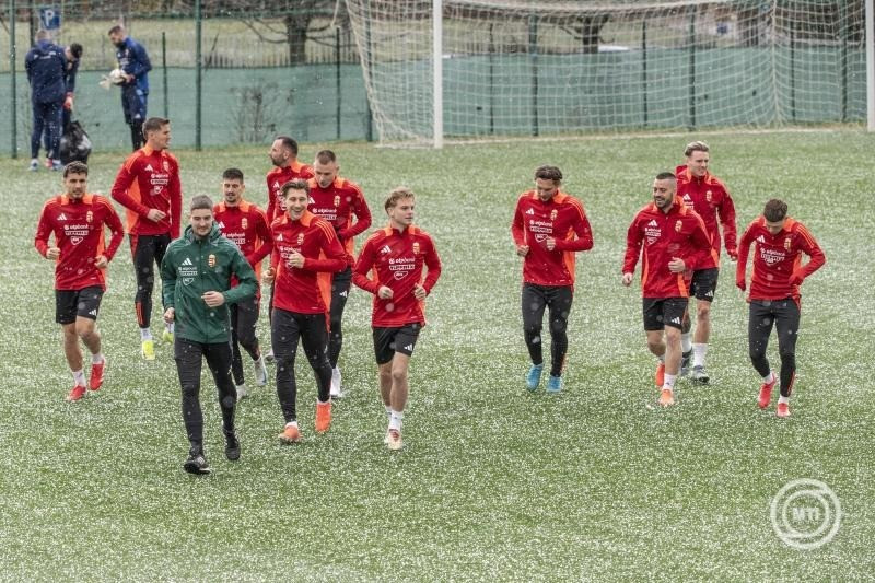 A magyar labdarúgó-válogatott edzése az MLSZ Telki Edzőközpontjában 2025. március 17-én. A magyar csapat a Nemzetek Ligája-osztályozójának első mérkőzésén Törökország ellen játszik Isztambulban március 20-án, majd a visszavágó március 23-án lesz a Puskás Arénában. MTI/Szigetváry Zsolt