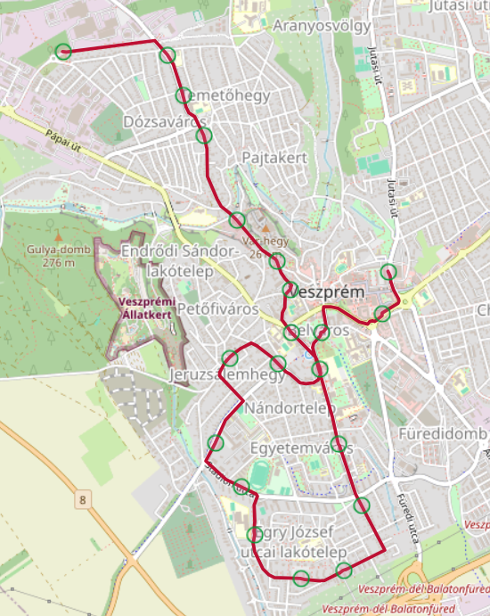 43-as Autóbusz-állomás – Egry lakótelep – Dózsaváros