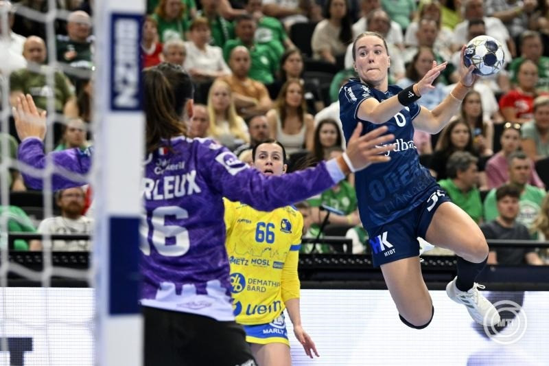 Női kézilabda BL - Metz Handball-Odense HB Budapest, 2025. május 31. Malin Larsen Aune, az Odense játékosa (k) a női kézilabda Bajnokok Ligája elődöntőjében játszott Metz Handball - Odense HB mérkőzésen a budapesti MVM Dome-ban 2025. május 31-én. MTI/Purger Tamás