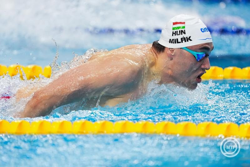 Milák Kristóf a férfi 200 méteres pillangóúszás döntőjében az úszók 127. országos bajnokságán a kaposvári Csik Ferenc Versenyuszodában 2025. április 10-én. MTI/Derencsényi István