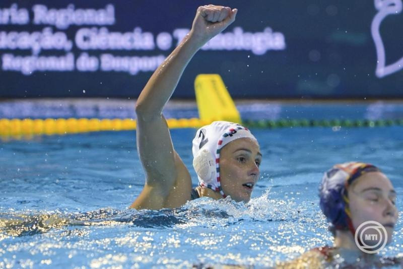 Szilágyi Dorottya a női vízilabda Európa-bajnokság B csoportjának első fordulójában játszott Magyarország - Spanyolország mérkőzésen a funchali Olimpiai Uszodakomplexumban 2026. január 26-án. A magyar válogatott 9-7-re győzött. MTI/Szigetváry Zsolt