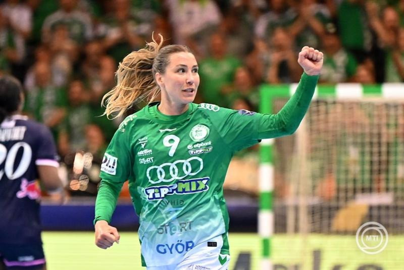 Anna Lagerquist, a Győr játékosa a női kézilabda Bajnokok Ligája negyeddöntőjének visszavágóján játszott Győri Audi ETO KC - Odense HB mérkőzésen a győri Audi Arénában 2026. április 25-én. MTI/Krizsán Csaba