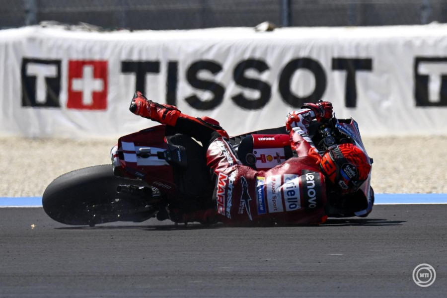 A spanyol Marc Márquez, a Ducati Lenovo Team csapat versenyzője a MotoGP Magyar Nagydíj időmérő edzésén a gyorsaságimotoros-világbajnokság magyarországi versenyén a balatonfőkajári Balaton Park Circuit versenypályán 2026. június 6-án. MTI/Bodnár Boglárka